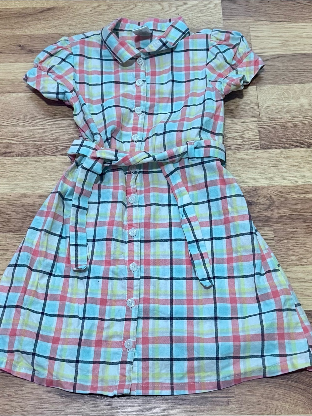 Gymboree Girls' Plaid Button-Front Dress with Belt - Size 5